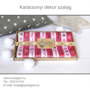 Karácsonyi szalag 2 cm széles, rózsaszín 10db/cs