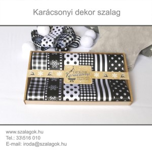 Karácsonyi szalag 3,5 cm széles, fekete 6 db/cs