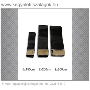 7cm x 200 cm  szatén sírcsokor szalag C02-fekete